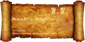 Munzár Urbán névjegykártya